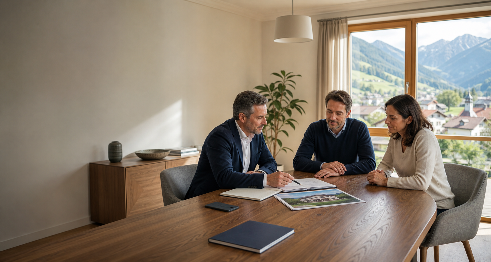 Ruhiges Beratungsgespräch zu Wohnung, Unterlagen und Wohnrecht.